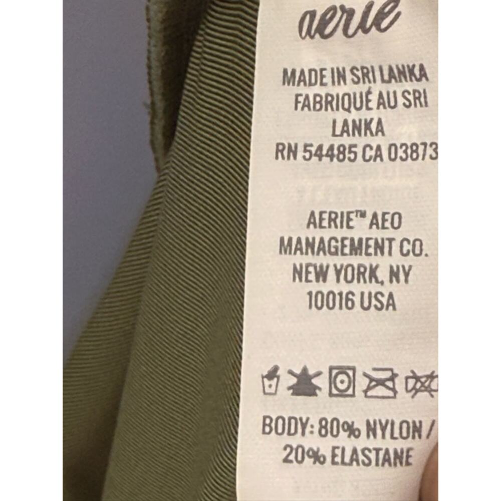 Aerie Full Coverage Wrap Tie Front One Piece Swimsuit Olive Fun Size Medium - Picture 12 of 13